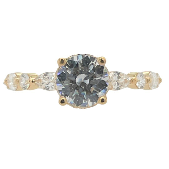 18K Yellow Gold Alternating Fancy Diamond Engagement Ring AD1856Y1