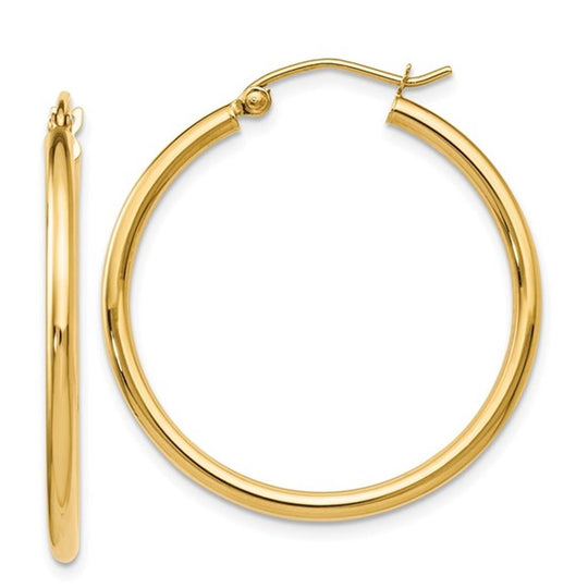 14K Yellow Gold Round Polished Hoops LE188