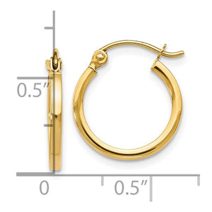 14K Yellow Gold Round Hoop Earrings 27W