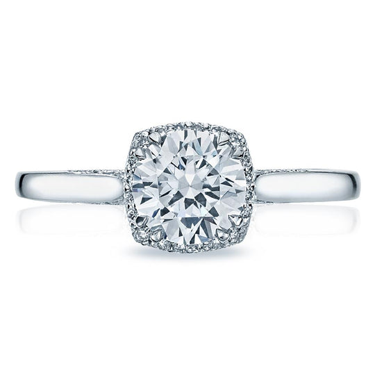 Tacori 18K White Gold Dantela Diamond Halo Engagement Ring 2620 RD PT P W