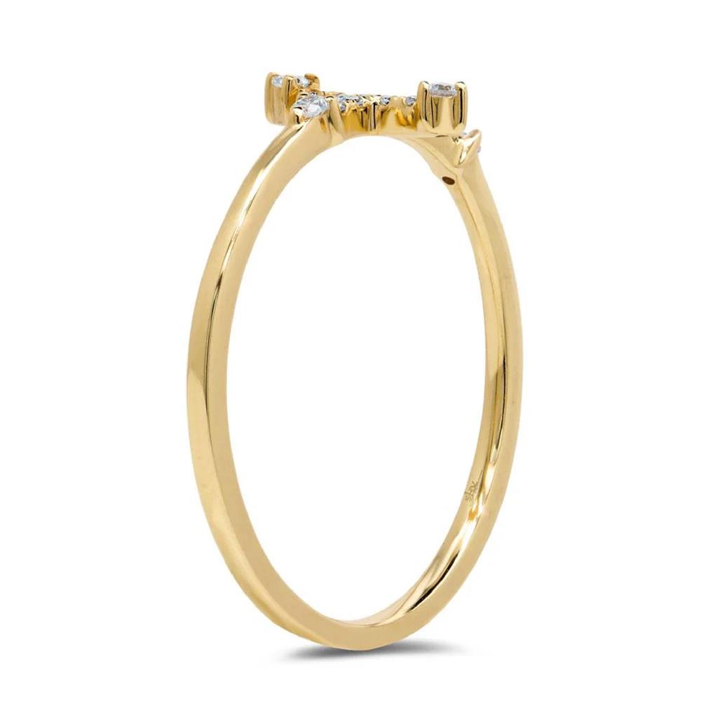 Shy Creation 14K Yellow Gold Diamond Cross Ring SC55008655