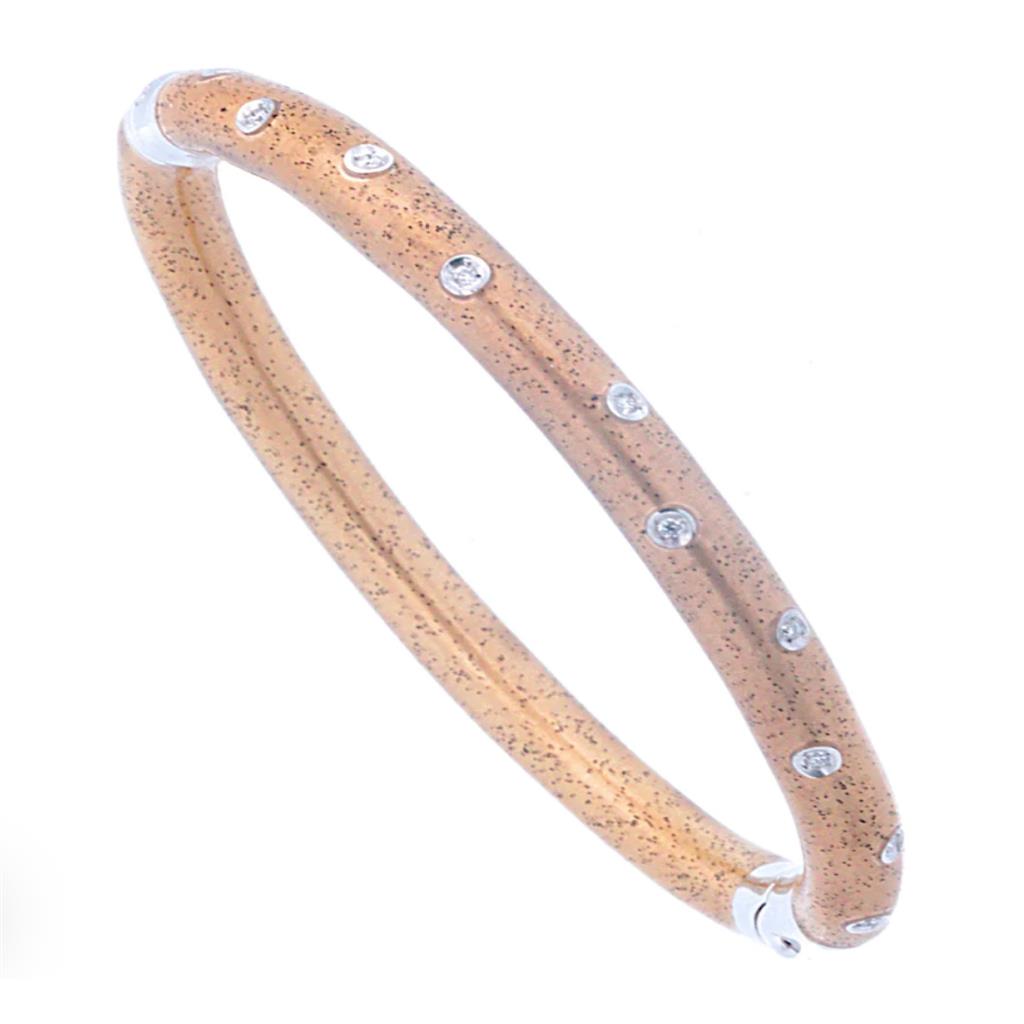 Soho Sterling Silver Gold Enamel Scattered Diamond Bangle AB121SDDORO