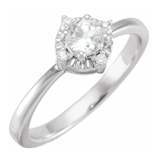 Sterling Silver Lab Grown White Sapphire Diamond Accented Ring 653715:115:P