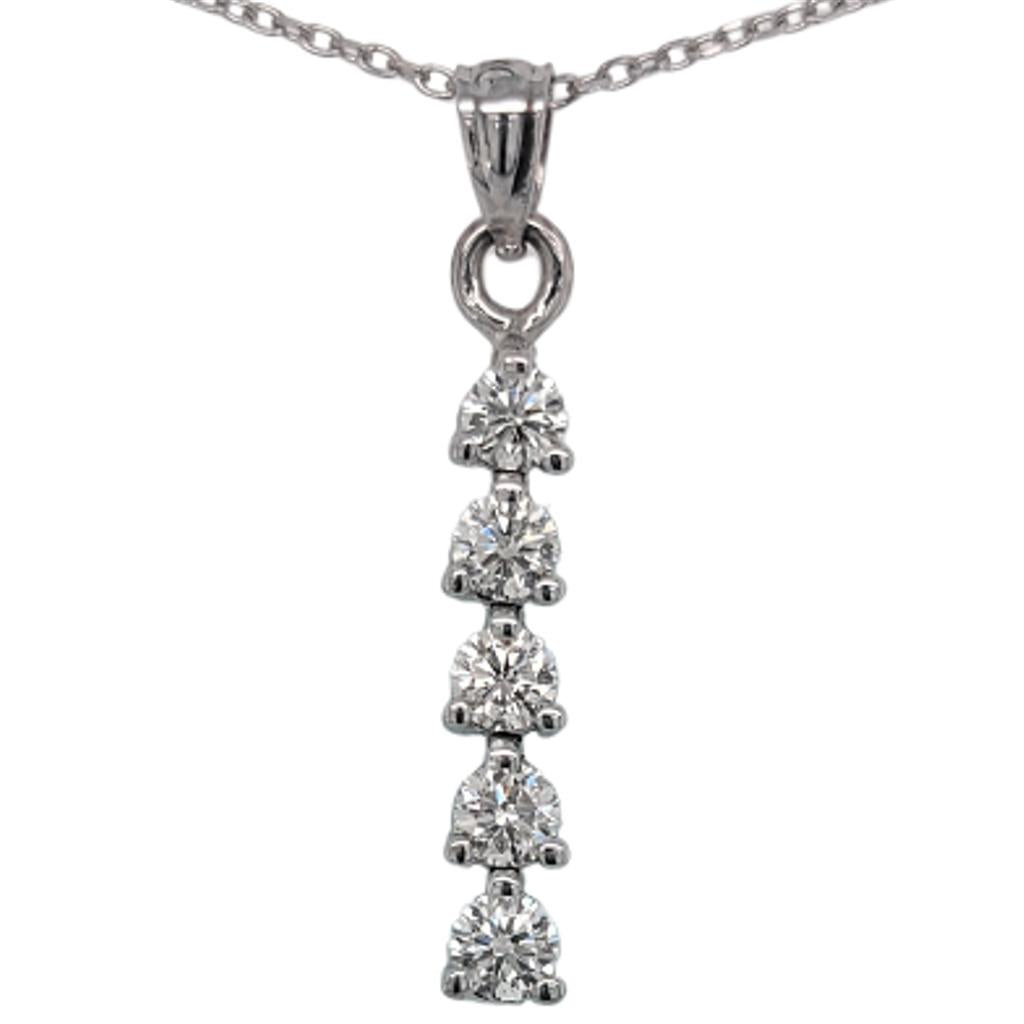 14KW 5 Stone Diamond Drop Pendant DIADROP