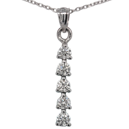 14K White Gold 5 Stone Diamond Drop Pendant DIADROP