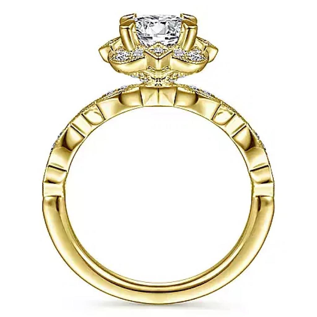 Gabriel 14KY Vintage Inspired Fancy Diamond Halo Engagement Ring ER15231R4Y44JJ