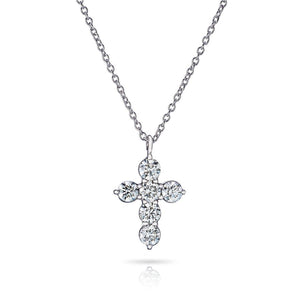 CW Signature 18K White Gold Medium Cross Diamond Pendant P0320
