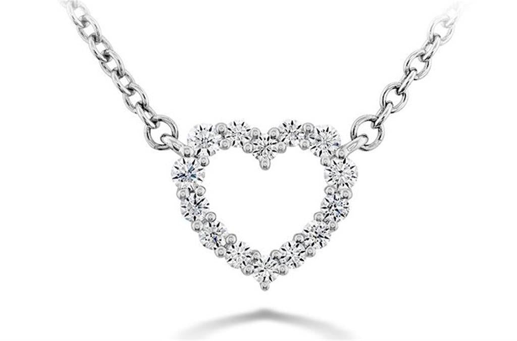 Hearts on Fire 18K White Gold Small Diamond Heart Necklace HFPSIGH00118W