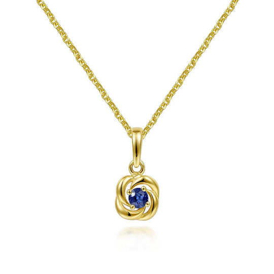 Gabriel & Co 14K Yellow Gold Gaby Twisted Metal Blue Sapphire Pendant Necklace NK6656Y4JSA