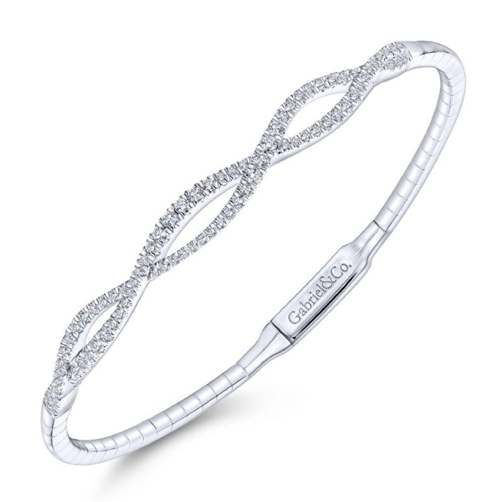 Gabriel & Co 14K White Gold Demure Diamond Twist Bangle BG3978-7W45JJ