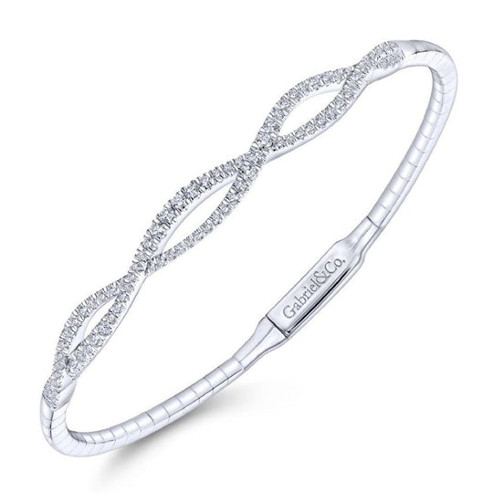 Gabriel & Co 14K White Gold Demure Diamond Twist Bangle BG3978-7W45JJ