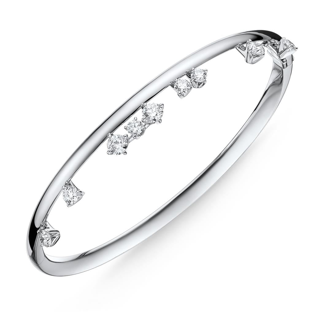 Hearts on Fire 18K White Gold Barre Floating Diamond Bangle UU2834W