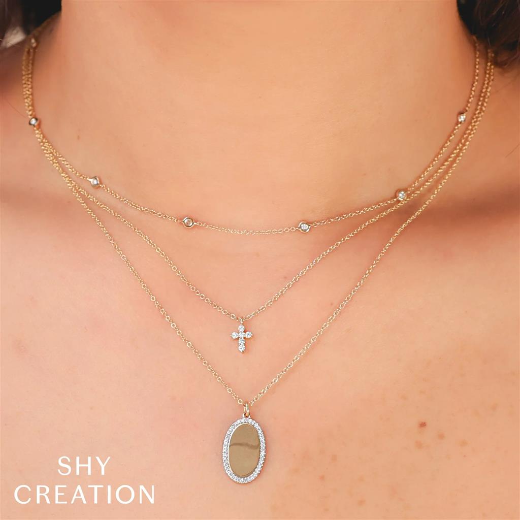 Shy 14KY Diamond Cross Necklace SC55026658