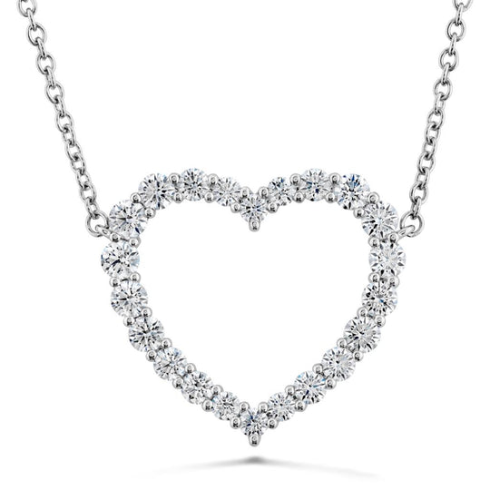 Hearts On Fire 18K White Gold Large Diamond Heart Necklace HFPSIGH00678W