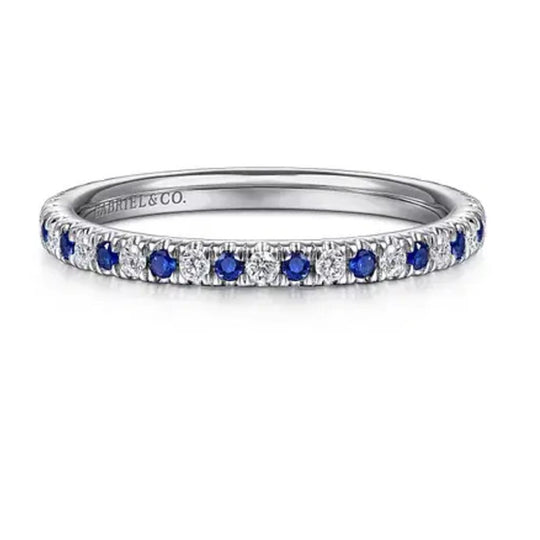 Gabriel & Co 14K White Gold Diamond and Blue Sapphire Band AN14252W44SA