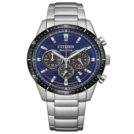 Citizen Stainless Steel Gents 39.5mm Blue Sport Chrono Modern Eco Drive Watch CA4624-56L