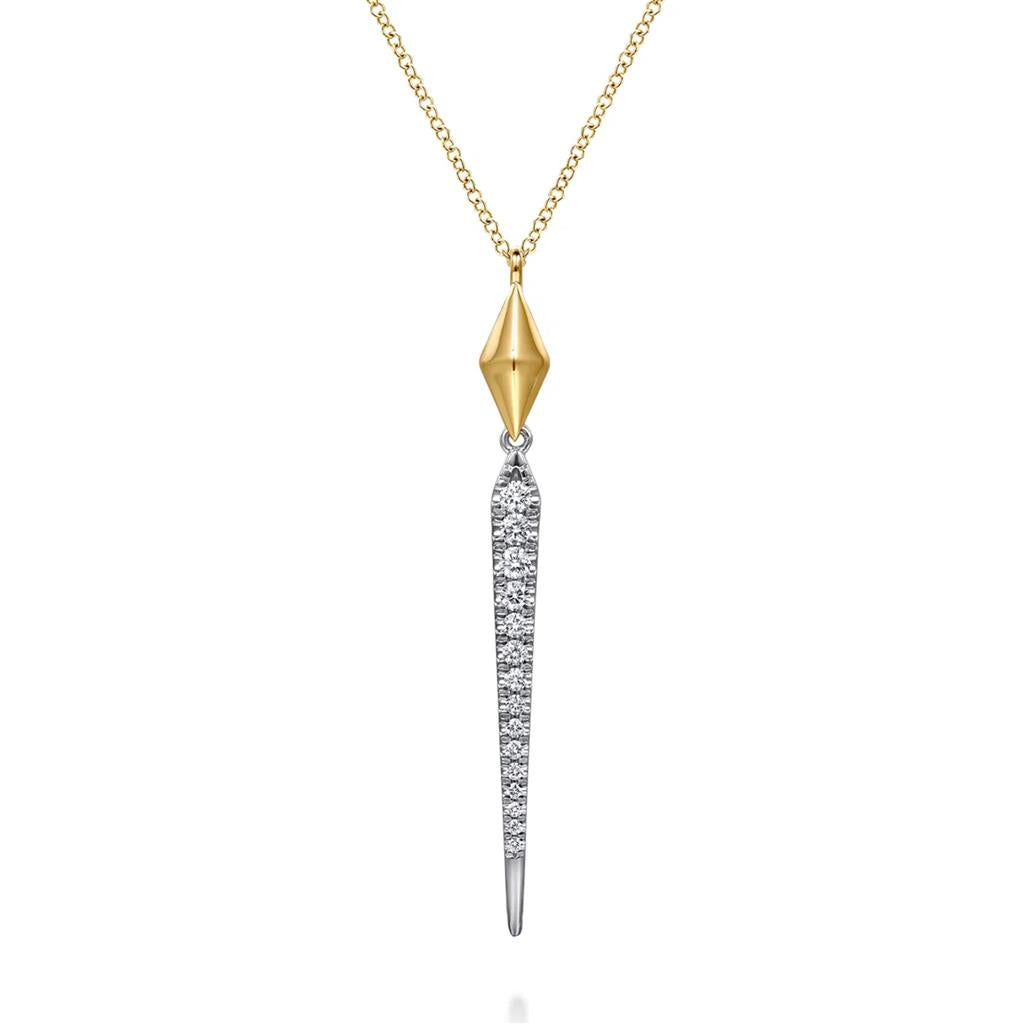 Gabriel & Co 14K Two-Tone Diamond Spear Drop Necklace NK8045M45JJ