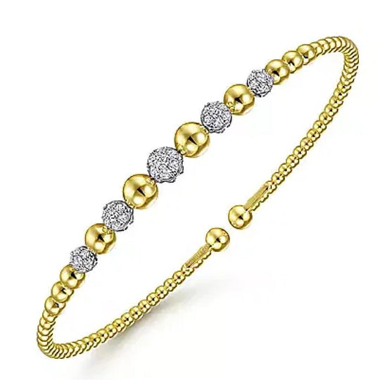 Gabriel & Co 14K Yellow & White Gold Bujukan Diamond Stations Bangle BG4362-62M45JJ