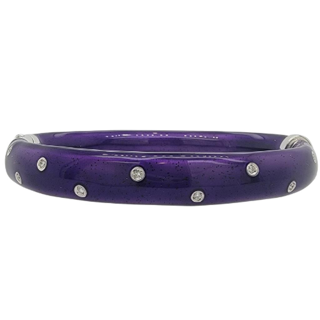 Soho Sterline Silver Purple Enamel Diamond Bangle AB939MDDVIOLETA