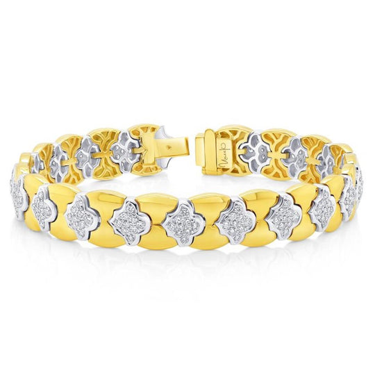 Uneek 18K Two-Tone Diamond Clover Link Bracelet BR4210WY