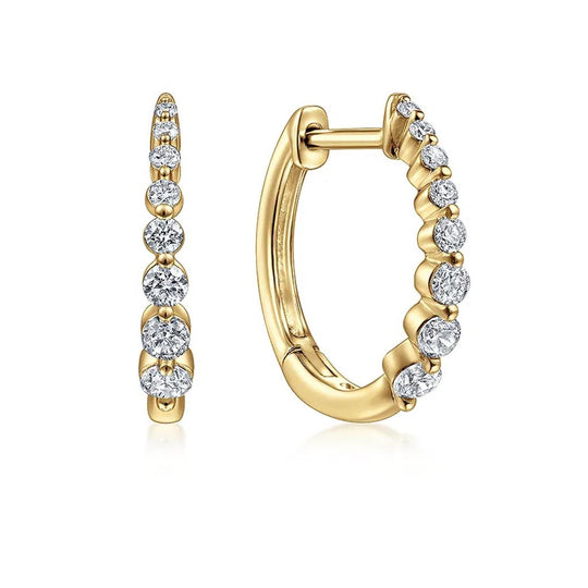 Gabriel & Co 14K Yellow Gold Graduated Diamond Hoop Earrings EG13835Y45JJ