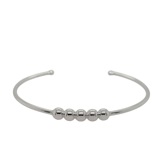 Joryel Vera Sterling Silver 5 Bead Cuff Bangle BA808