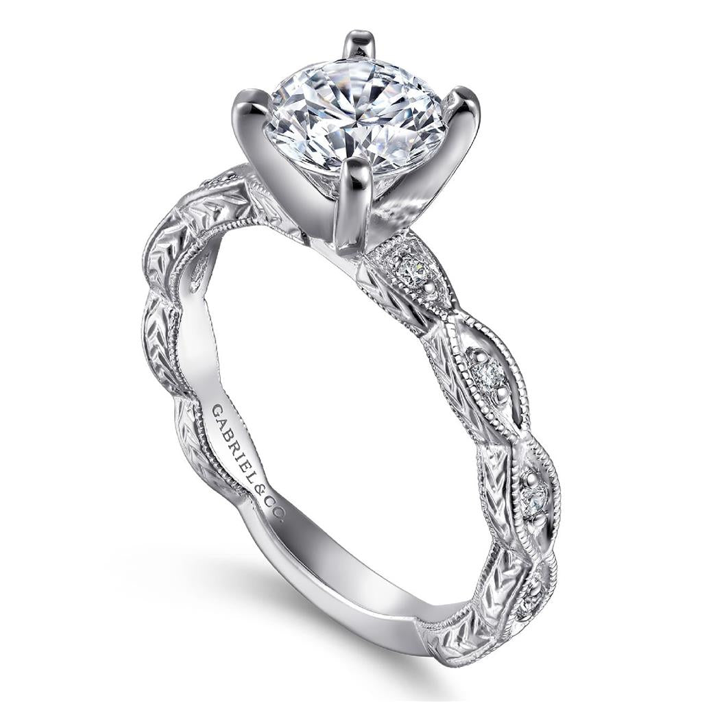 Gabriel 14KW Vintage Diamond Ring Mounting ER4122W44JJ