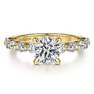 Gabriel & Co 14K Yellow Gold Diamond Station Engagement Ring ER16130R4Y44JJ