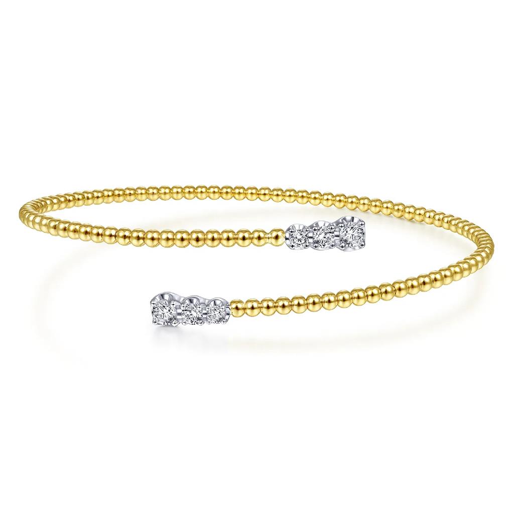 Gabriel & Co 14K Yellow Gold Bujukan Graduated Diamond Bypass Bangle BG4278-62M45JJ