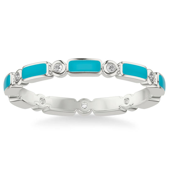 Frederick Goldman 14K White Gold Alternating Turquoise and Diamond Band 33-9520WT65-L.00