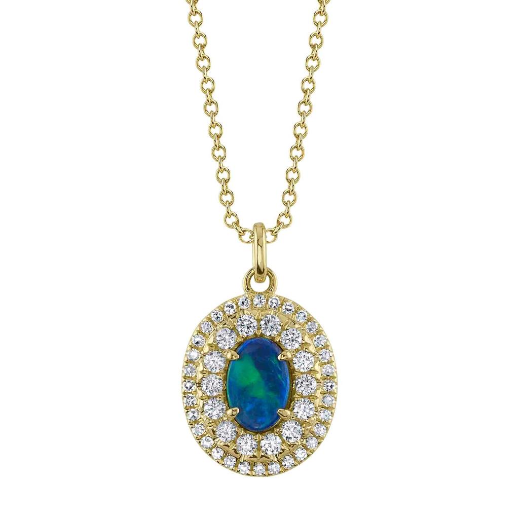 Shy 14KY Diamond and Opal Necklace SC55026030