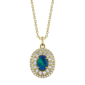 Shy 14KY Diamond and Opal Necklace SC55026030