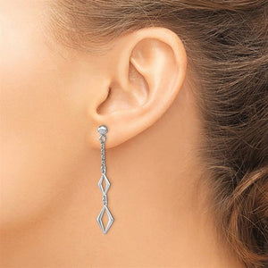 SS Rhodium Plated Drop Earrings QLE1318