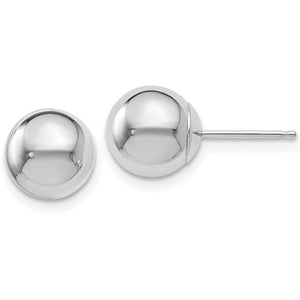 14K White Gold 8mm Ball Stud Earrings 23Z