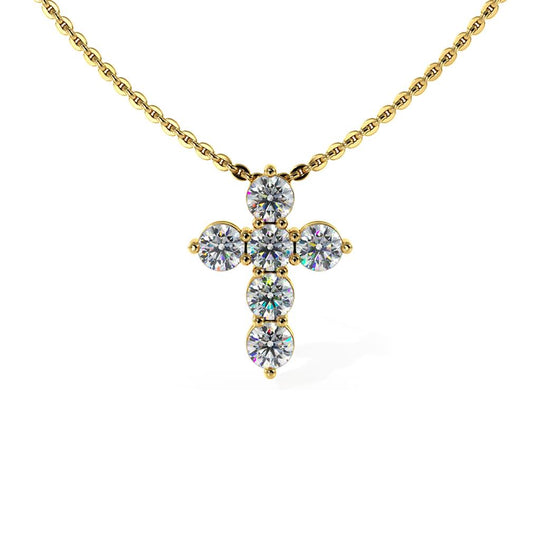 14K Yellow Gold Petite Diamond Cross Necklace SP176-200-Y