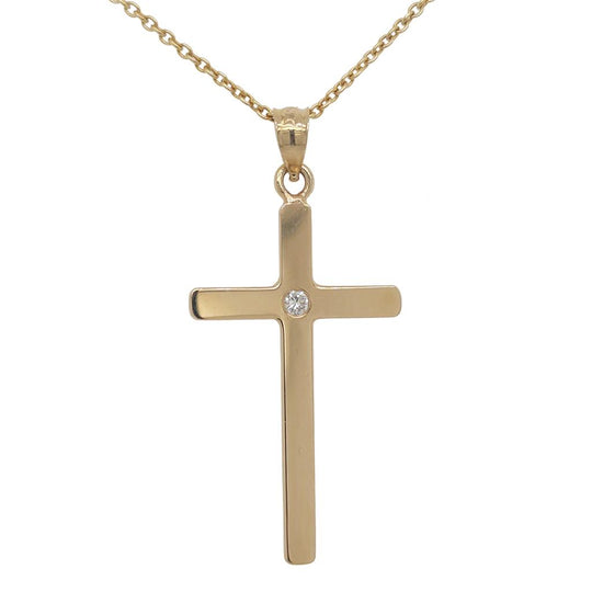 14K Yellow Gold Diamond Accented Cross Pendant 14Y125CROSS