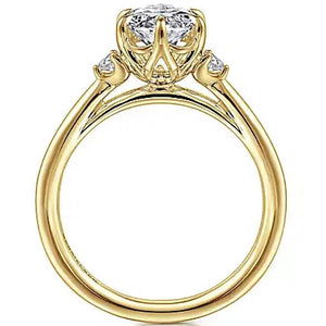 Gabriel & Co 14K Yellow Gold Contemporary Three Stone Engagement Ring ER16200O6Y44JJ