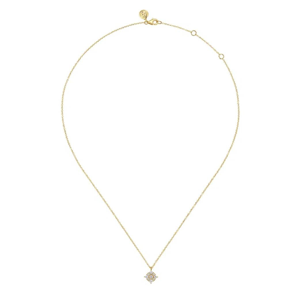 Gabriel & Co 14K Yellow Gold Floral Diamond Pendant Necklace NK7208Y45JJ