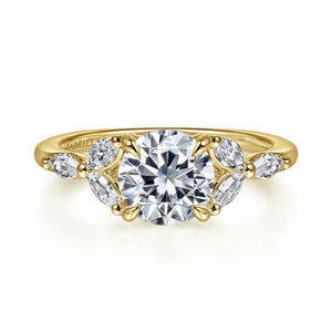 Gabriel & Co 14K Yellow Gold Floral Nouveau Diamond Engagement Ring ER16495R6Y43JJ