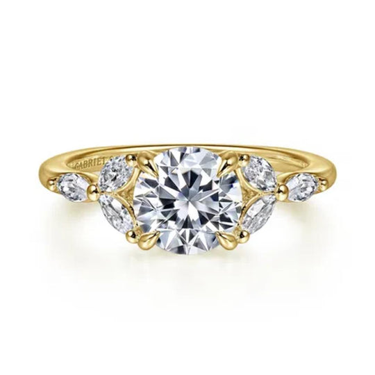 Gabriel & Co 14K Yellow Gold Floral Nouveau Diamond Engagement Ring ER16495R6Y43JJ