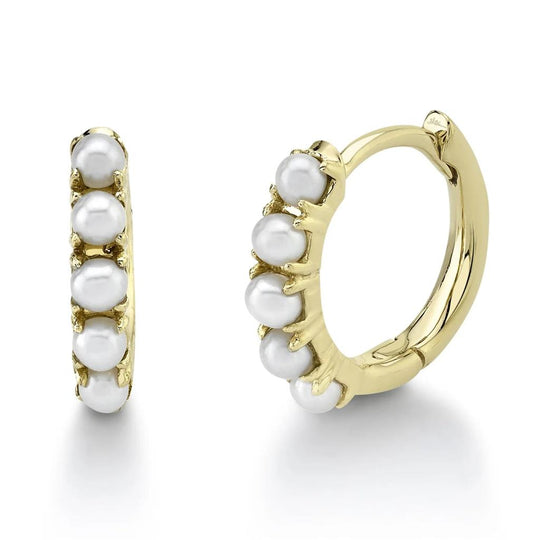 Shy Creation 14K Yellow Gold Cultured Pearl Hoop Earrings SC55011457
