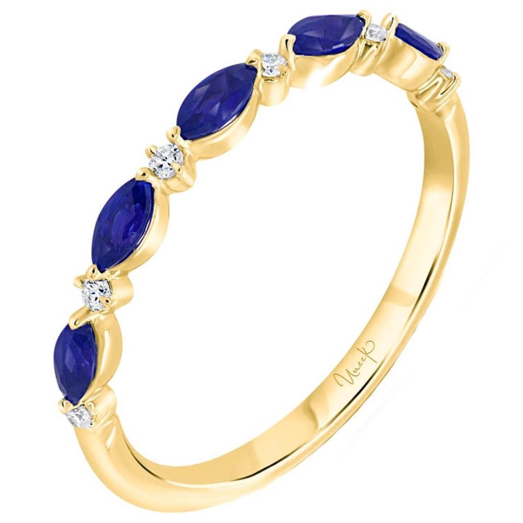 Uneek 14K Yellow Gold Marquise Blue Sapphire and Diamond Band RB040BSU