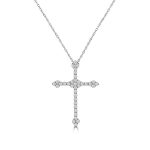 14K White Fancy Diamond Cross Necklace M13P4229V0814