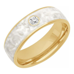 Elevated Ceramic & Gold Base Diamond Wedding Band 22-6240YCEW7-G.00