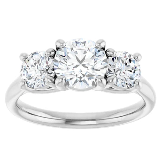 14K White Gold 3 Stone Diamond Engagement Ring 122105WC