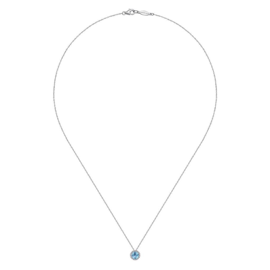 Gabriel & Co 14K White Gold Gaby Topaz Diamond Necklace NK2824W45BT