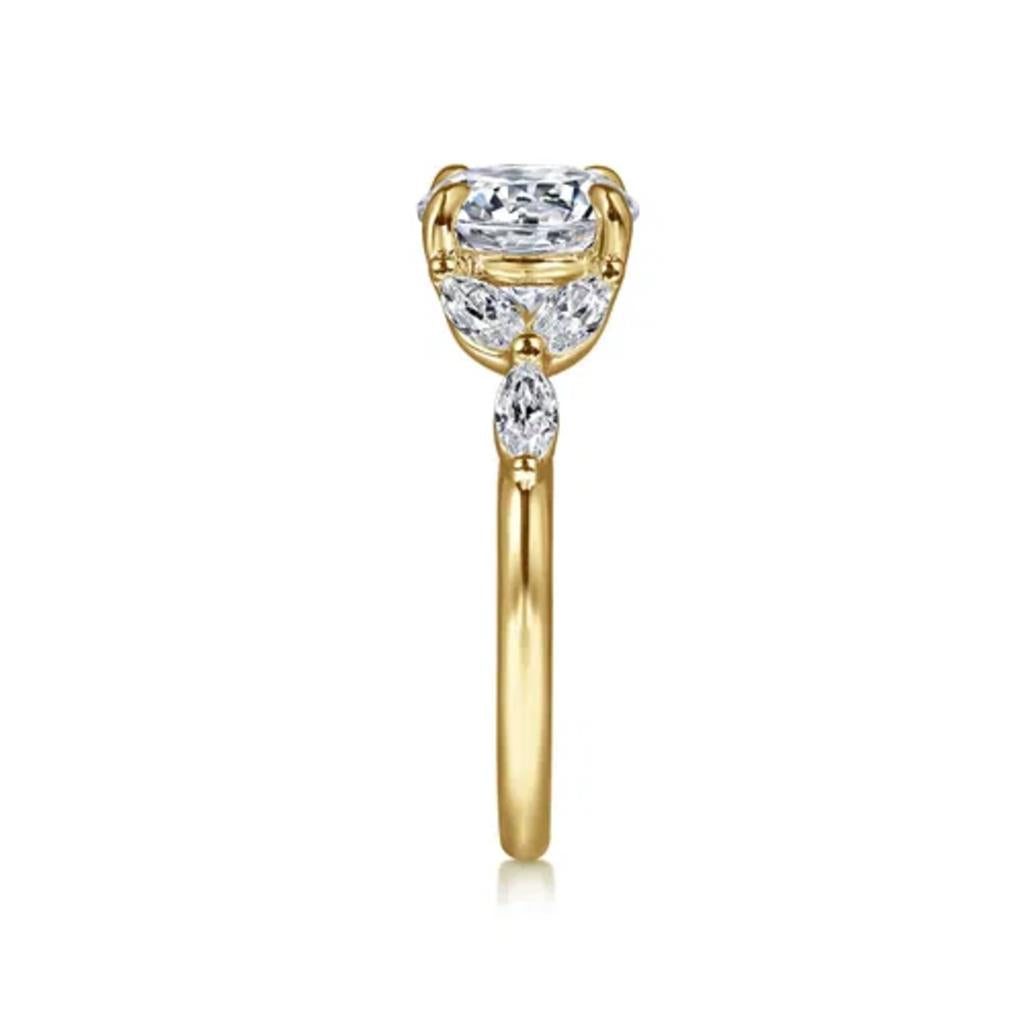 Gabriel & Co 14K Yellow Gold Floral Nouveau Diamond Engagement Ring ER16495R6Y43JJ