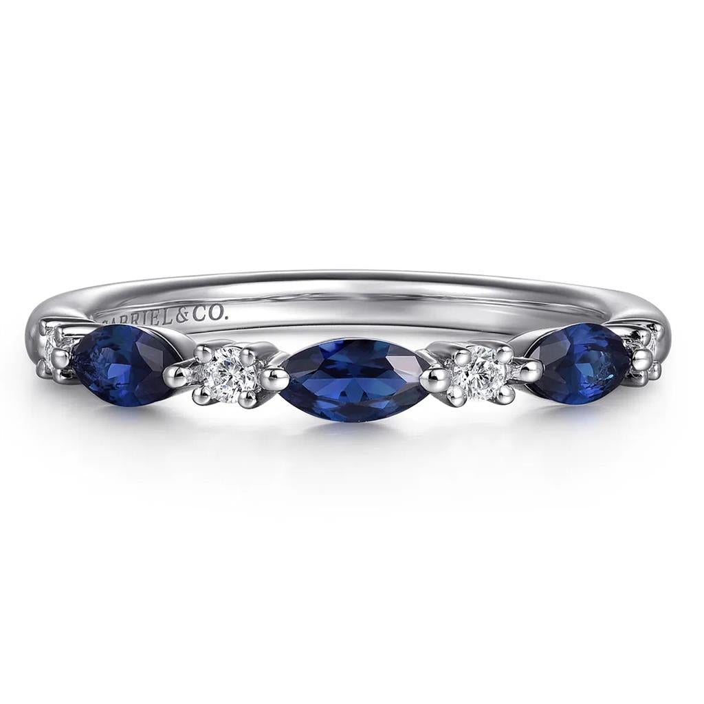Gabriel & Co 14K White Gold Marquise Sapphire and Diamond Band AN16474W44SA