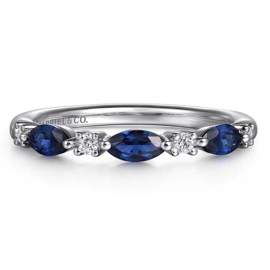 Gabriel & Co 14K White Gold Marquise Sapphire and Diamond Band AN16474W44SA