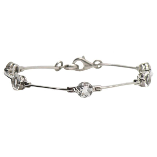 Joryel Vera Sterling Silver White Topaz Station Bracelet B1111WT